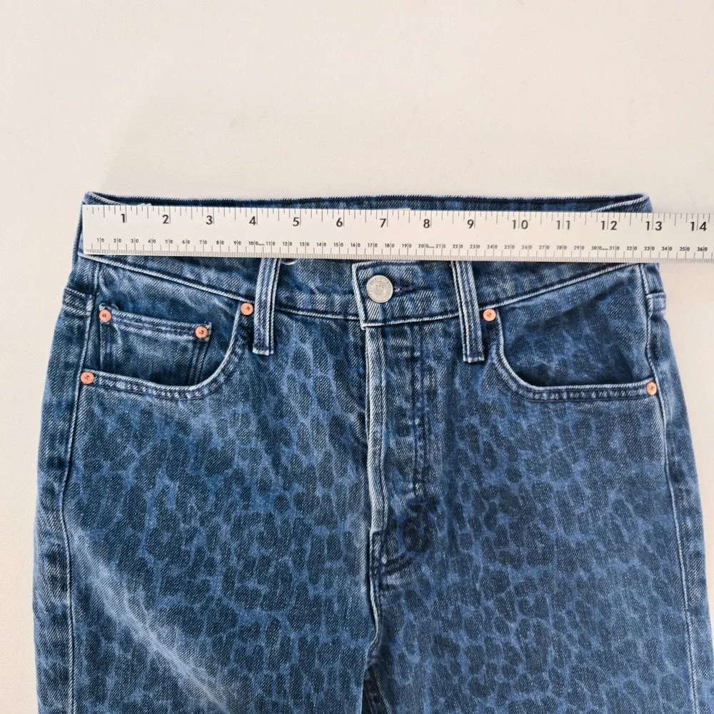 Mother‎ The Tomcat Ankle Jeans Women 25 Blue Leopard Animal Print Sinister Wash